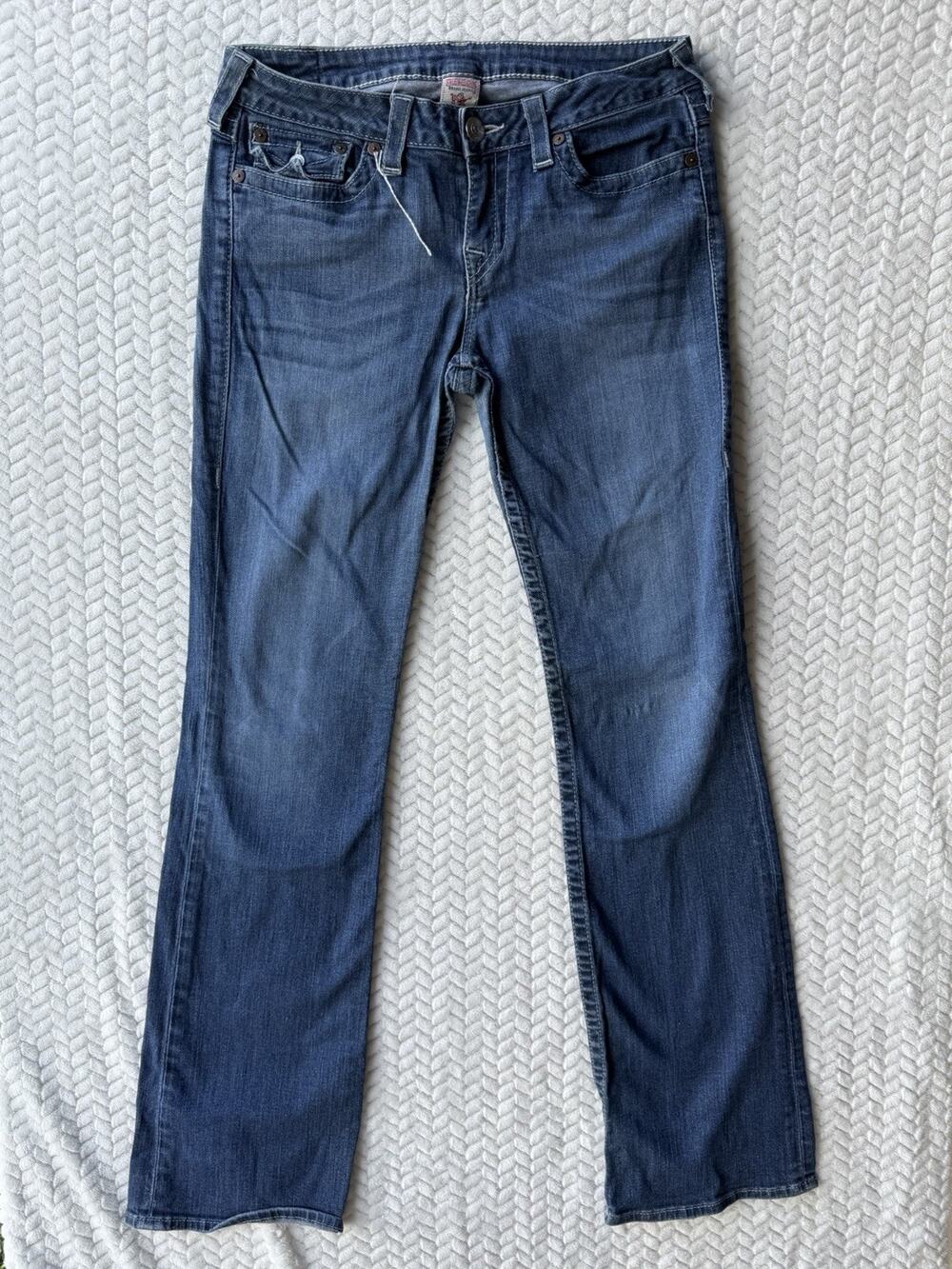 True Religion Jeans Womens 31x32 Flared Boot Low Rise Stretch Y2K Flap Pocket